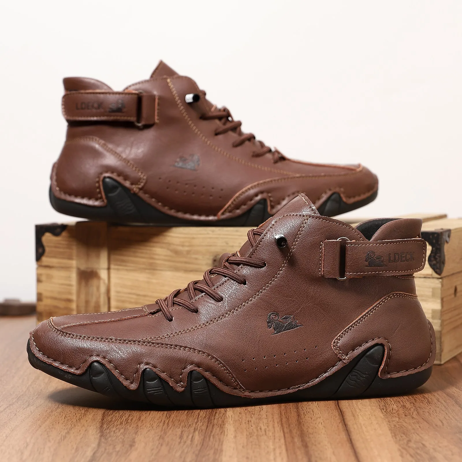 Bootara Men’s Octopus High-Top Lace-Up Hand-Sewn Casual Work Boots