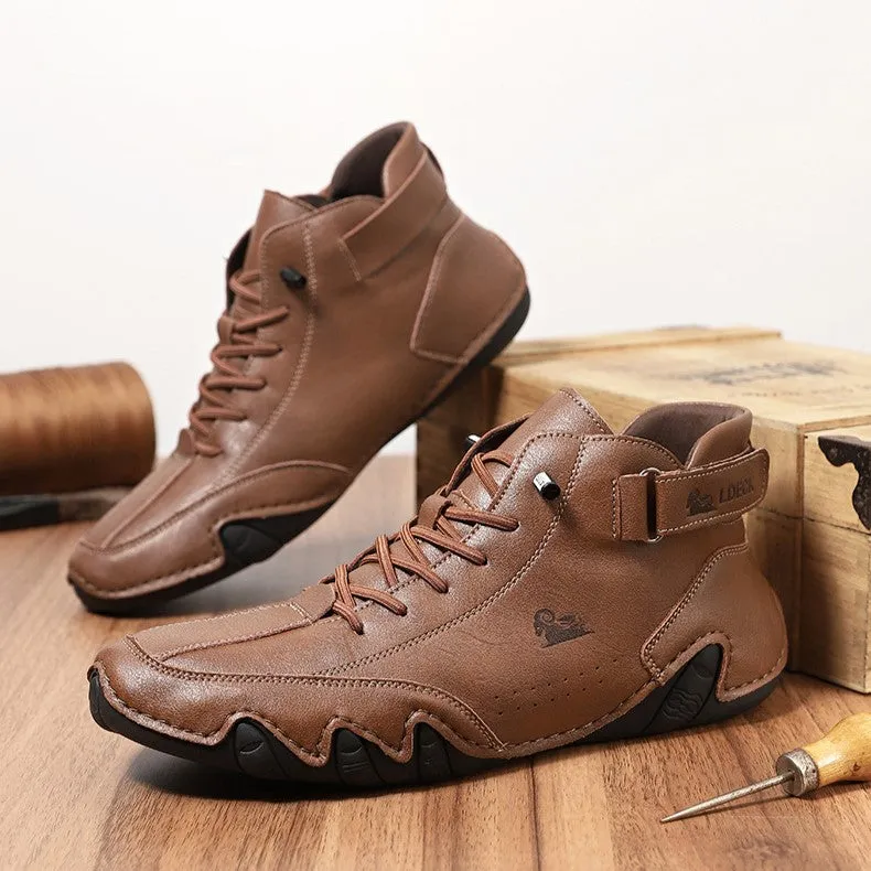 Bootara Men’s Octopus High-Top Lace-Up Hand-Sewn Casual Work Boots