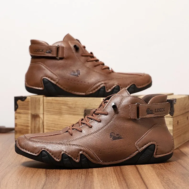 Bootara Men’s Octopus High-Top Lace-Up Hand-Sewn Casual Work Boots