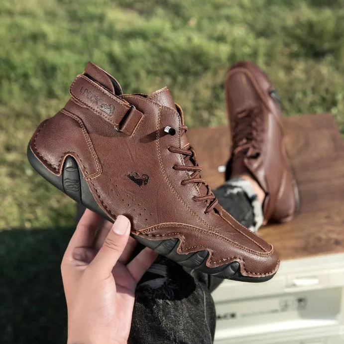 Bootara Men’s Octopus High-Top Lace-Up Hand-Sewn Casual Work Boots