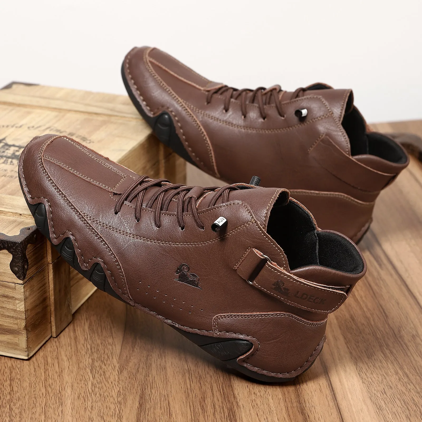 Bootara Men’s Octopus High-Top Lace-Up Hand-Sewn Casual Work Boots