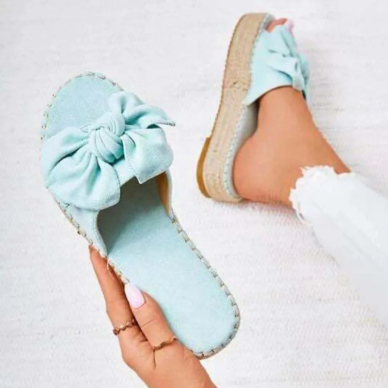 Chicvane Bowknot Platform Sandals Espadrille Sandal Slides Shoes