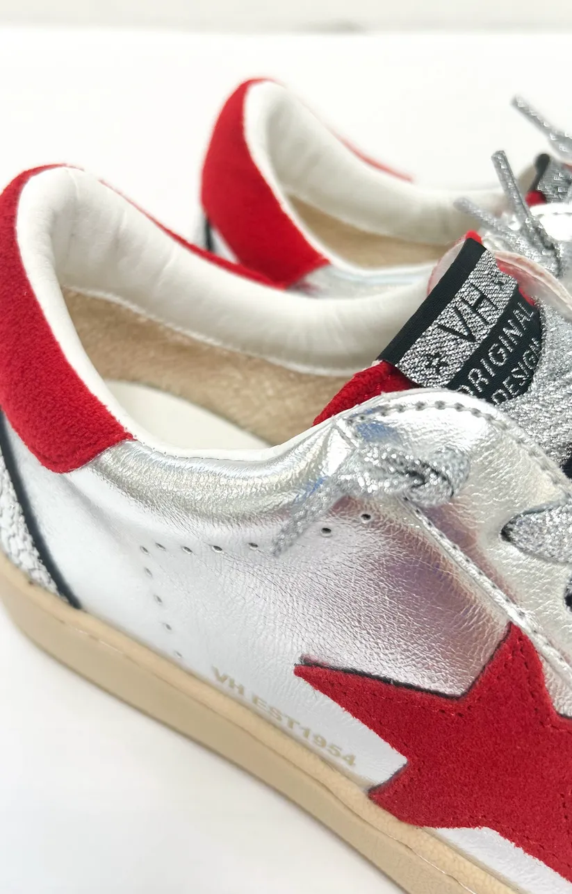Denisse 44 Sneaker • Washed Silver   Red