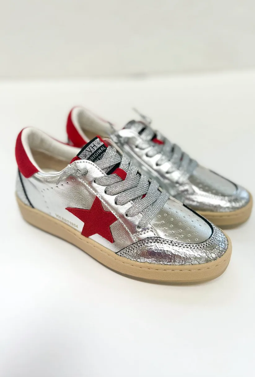 Denisse 44 Sneaker • Washed Silver   Red