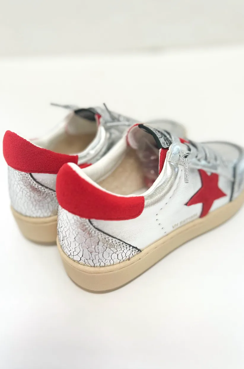 Denisse 44 Sneaker • Washed Silver   Red