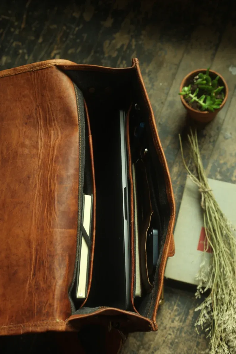 Elegant Leather Briefcase for Men | Laptops & Business Travel