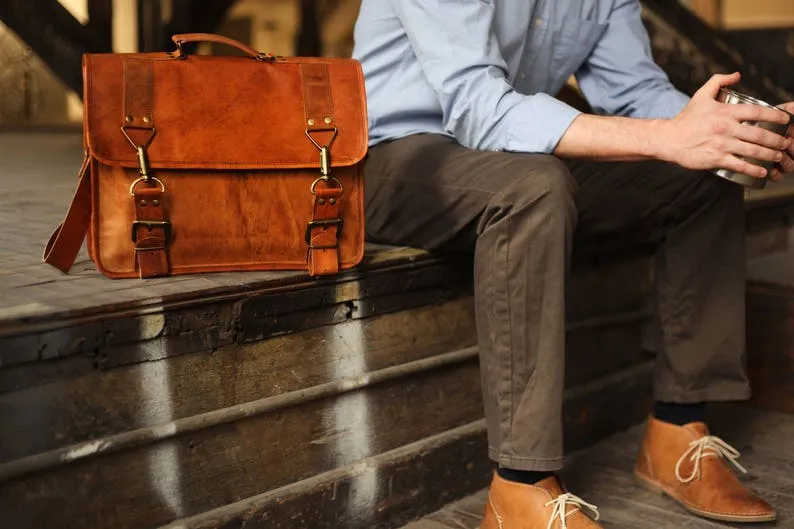 Elegant Leather Briefcase for Men | Laptops & Business Travel