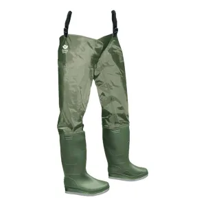 Green Trail Men's Waterproof Hip Waders - Durable PVC/Nylon with Felt Sole for Fishing, Comfortable Fit, Excellent Traction | Limited Selection