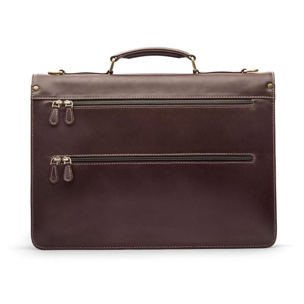 Hampton Leather Trolley Sleeve Briefcase - Brown