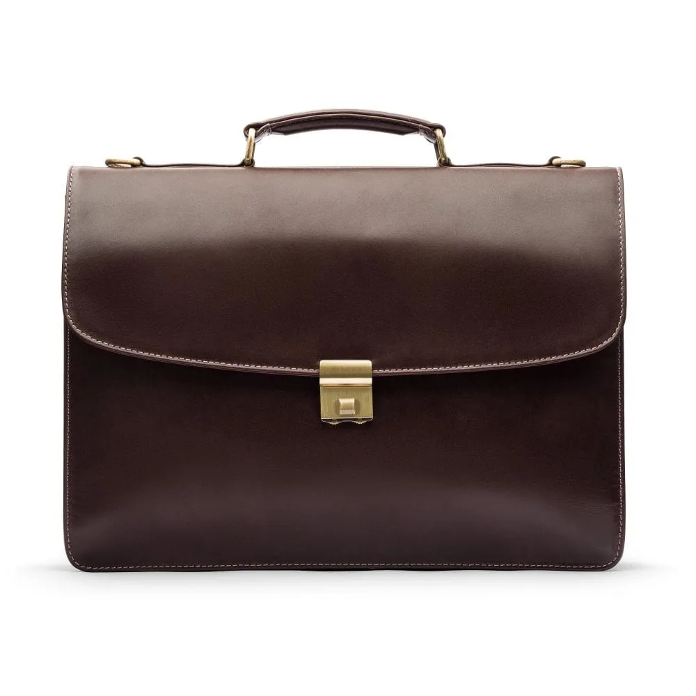Hampton Leather Trolley Sleeve Briefcase - Brown