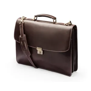 Hampton Leather Trolley Sleeve Briefcase - Brown