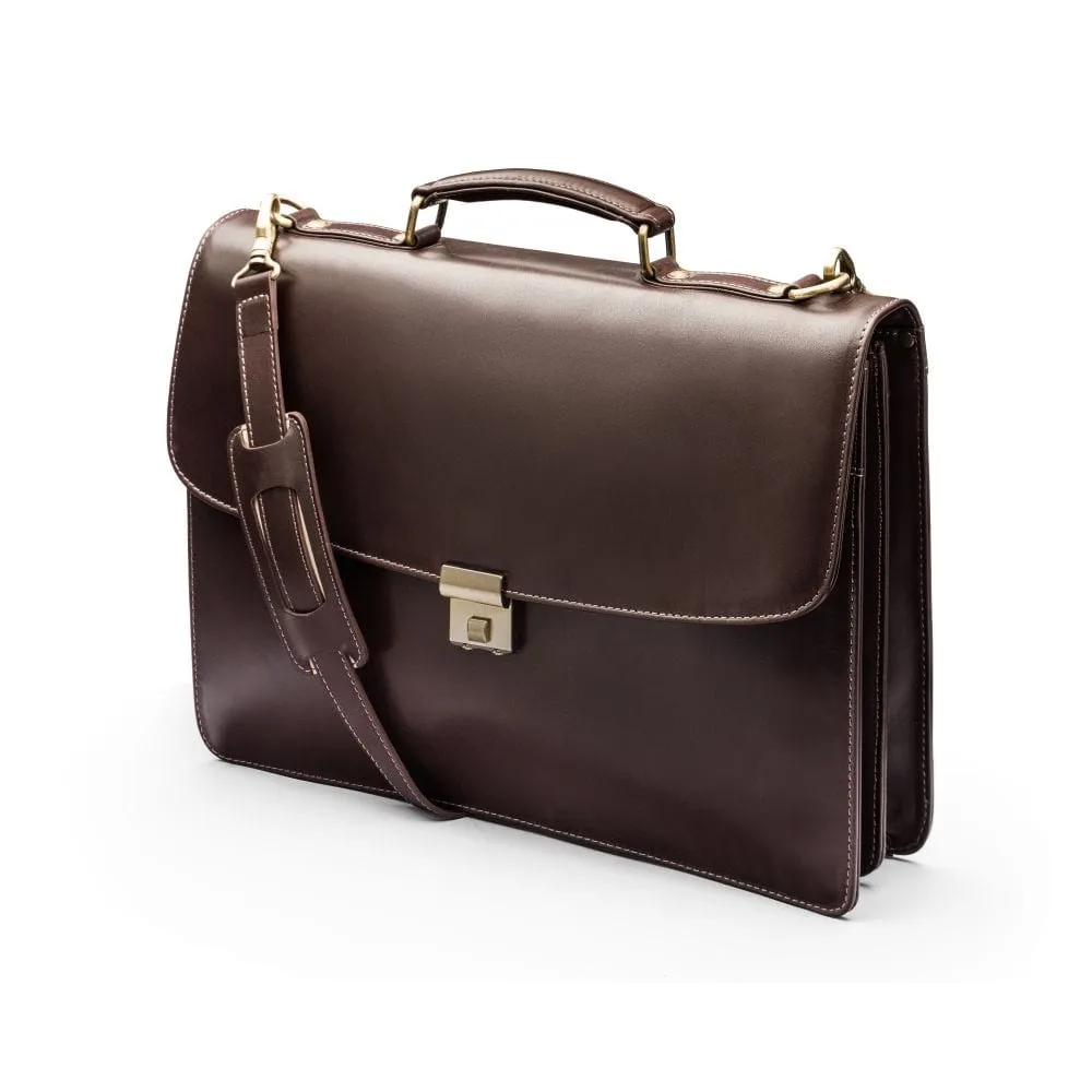 Hampton Leather Trolley Sleeve Briefcase - Brown