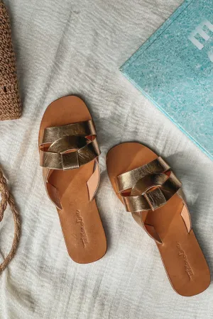 Leather Slides - Gold Digger