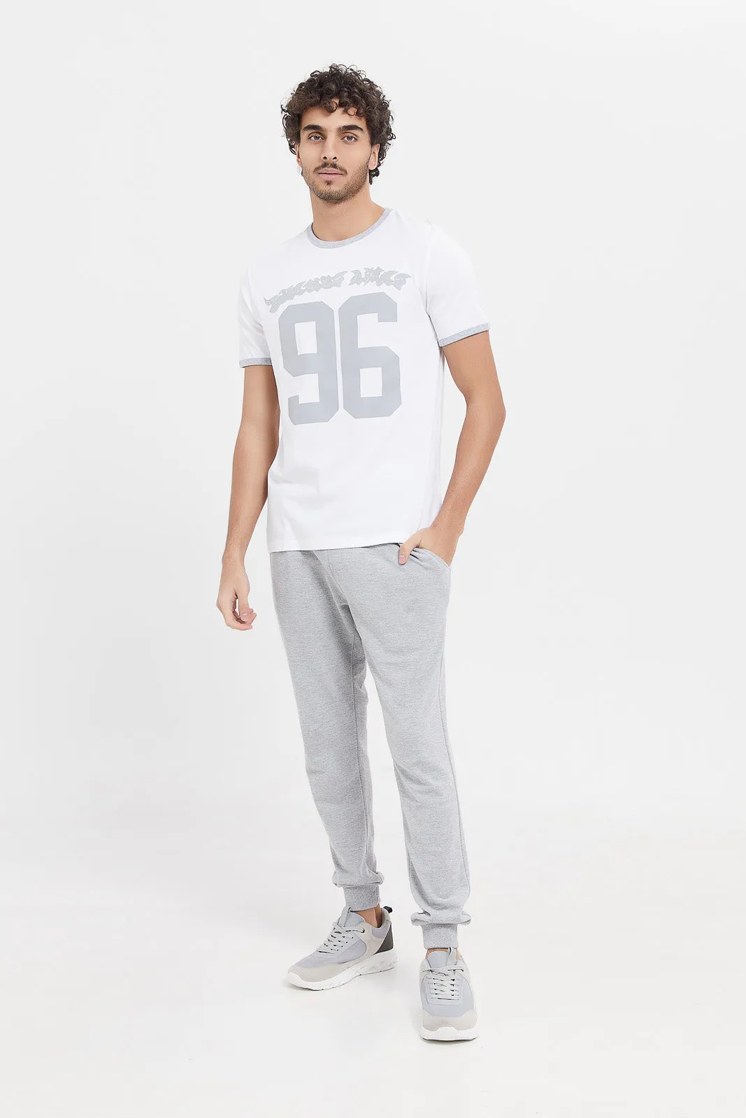 Men White Ringer T-Shirt
