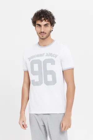 Men White Ringer T-Shirt