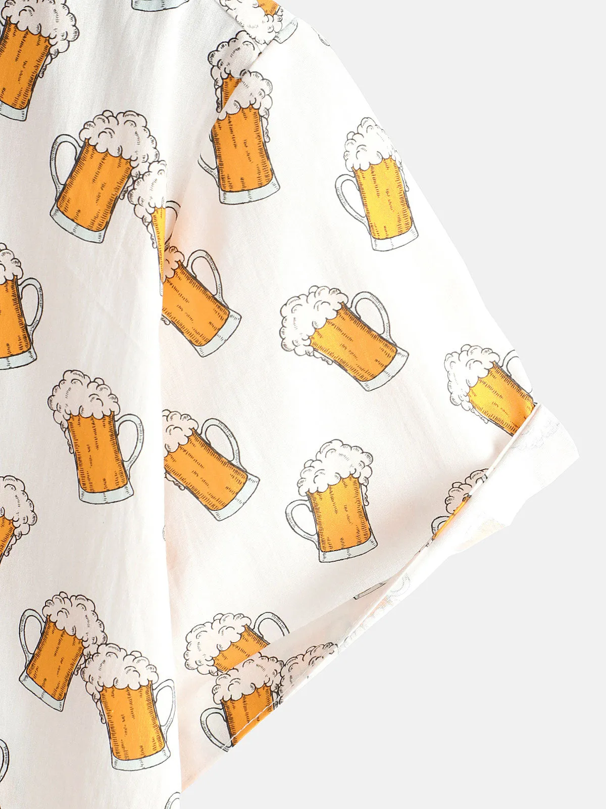 Men's Beer Print Holiday Beach Summer Cotton Breathable Casual Short Sleeve Shirt