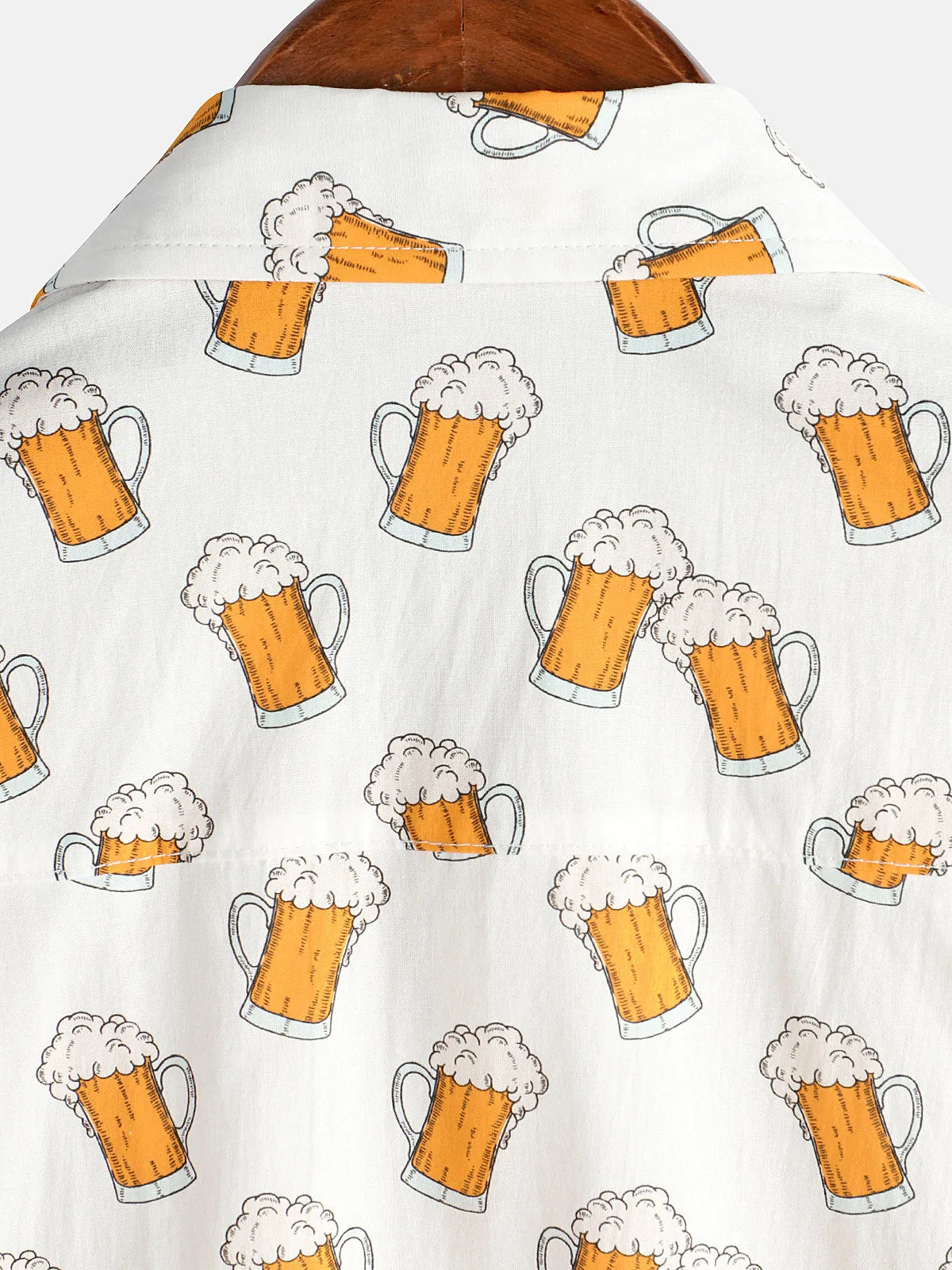 Men's Beer Print Holiday Beach Summer Cotton Breathable Casual Short Sleeve Shirt