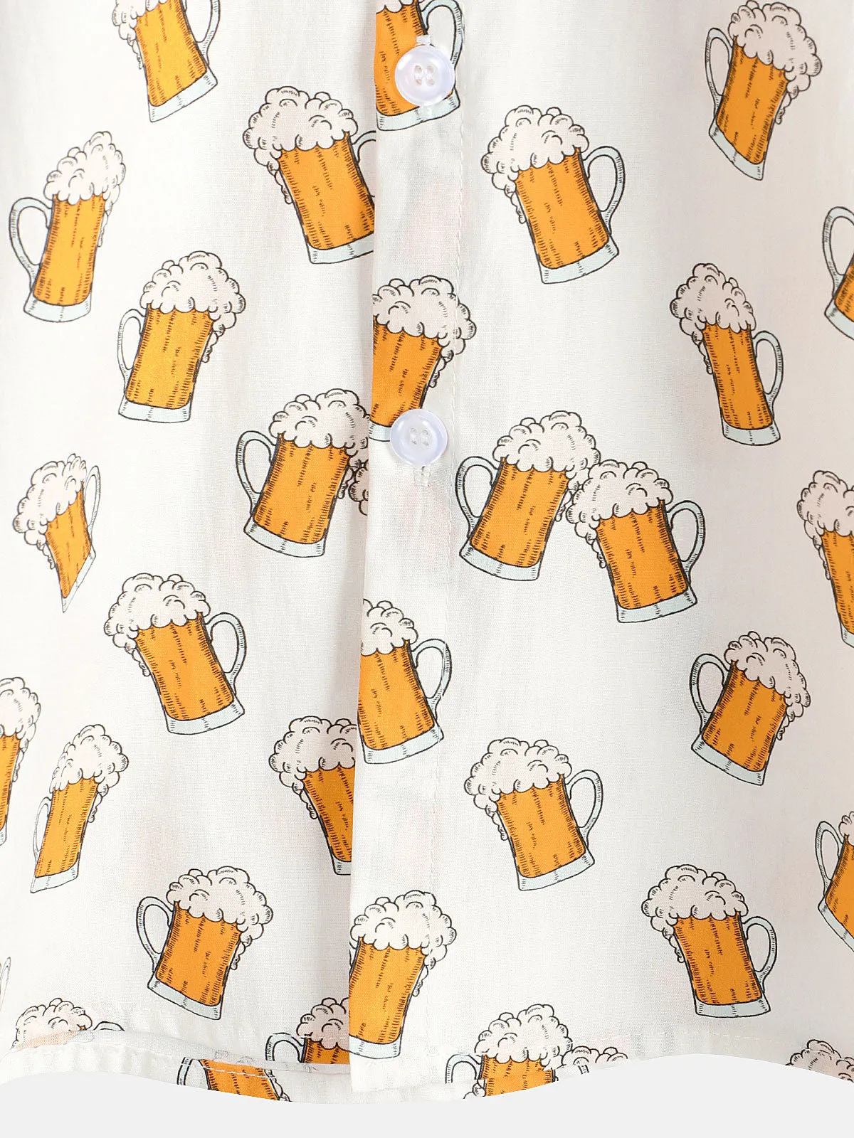 Men's Beer Print Holiday Beach Summer Cotton Breathable Casual Short Sleeve Shirt
