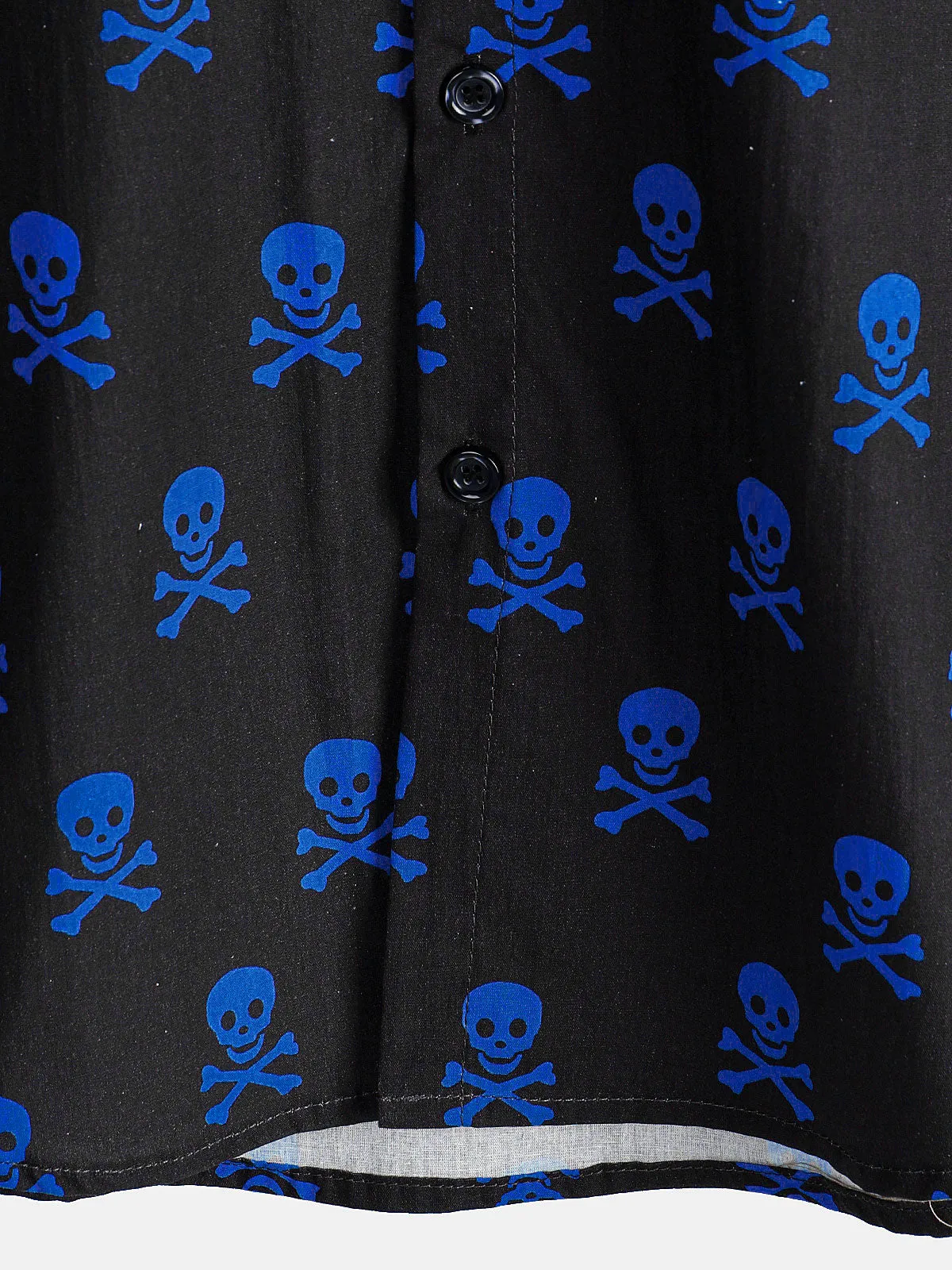 Men's Blue Skull Punk Rock Holiday Cotton Breathable Cool Summer Short Sleeve Shirt
