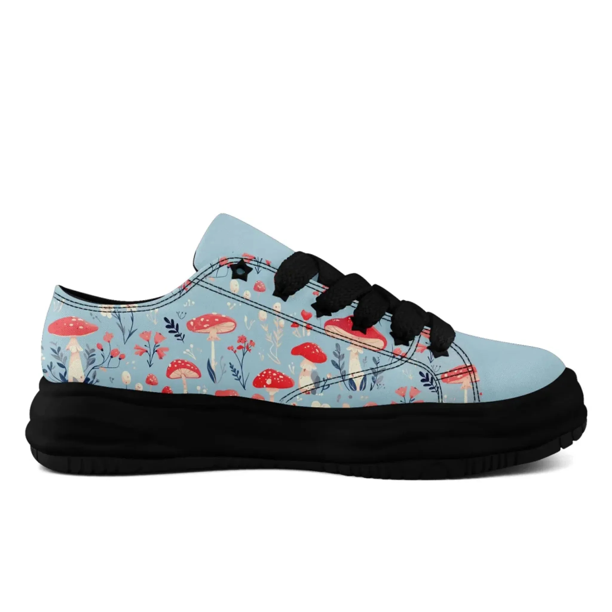 Personalized Enchanted Mushroom Sneakers ， Custom Fantasy Fungi Shoes, Unique Unisex Footwear