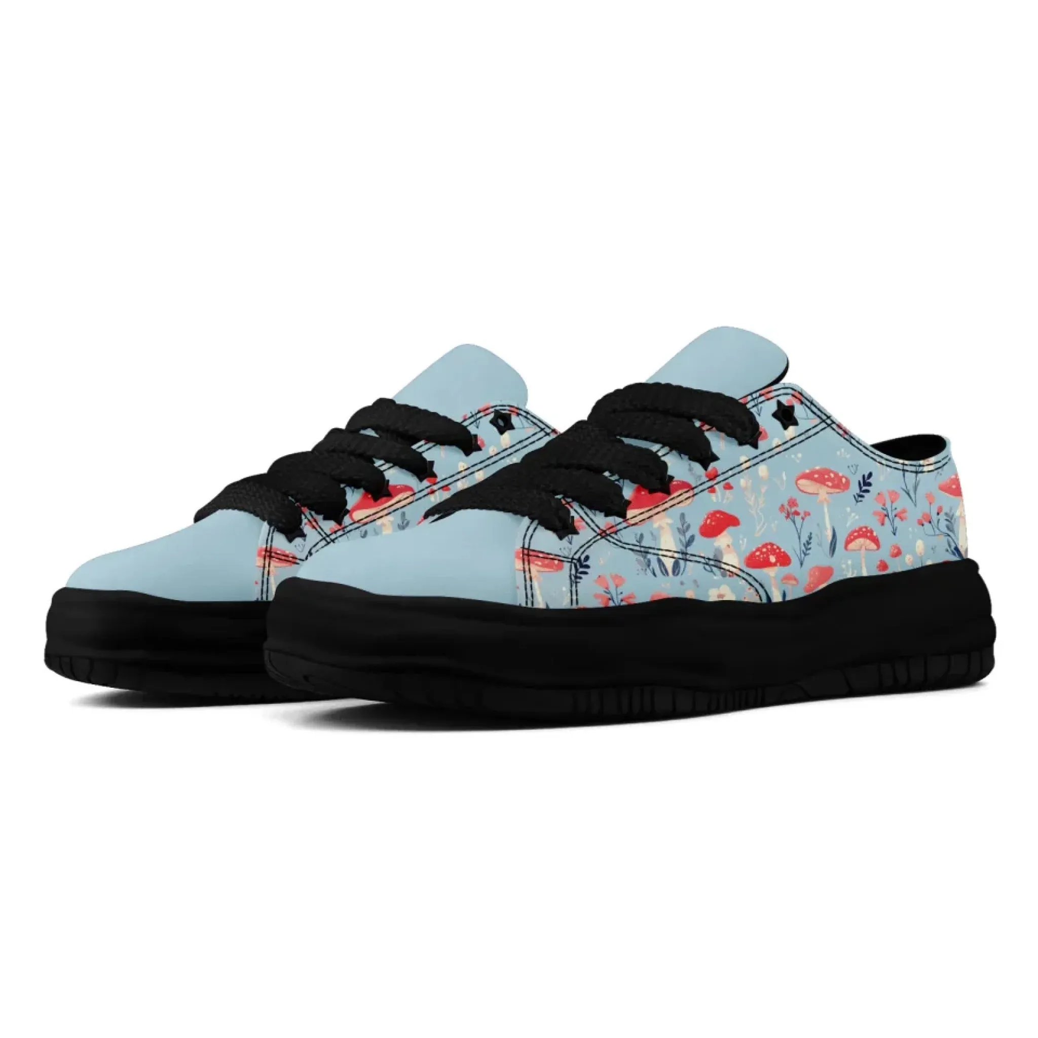 Personalized Enchanted Mushroom Sneakers ， Custom Fantasy Fungi Shoes, Unique Unisex Footwear