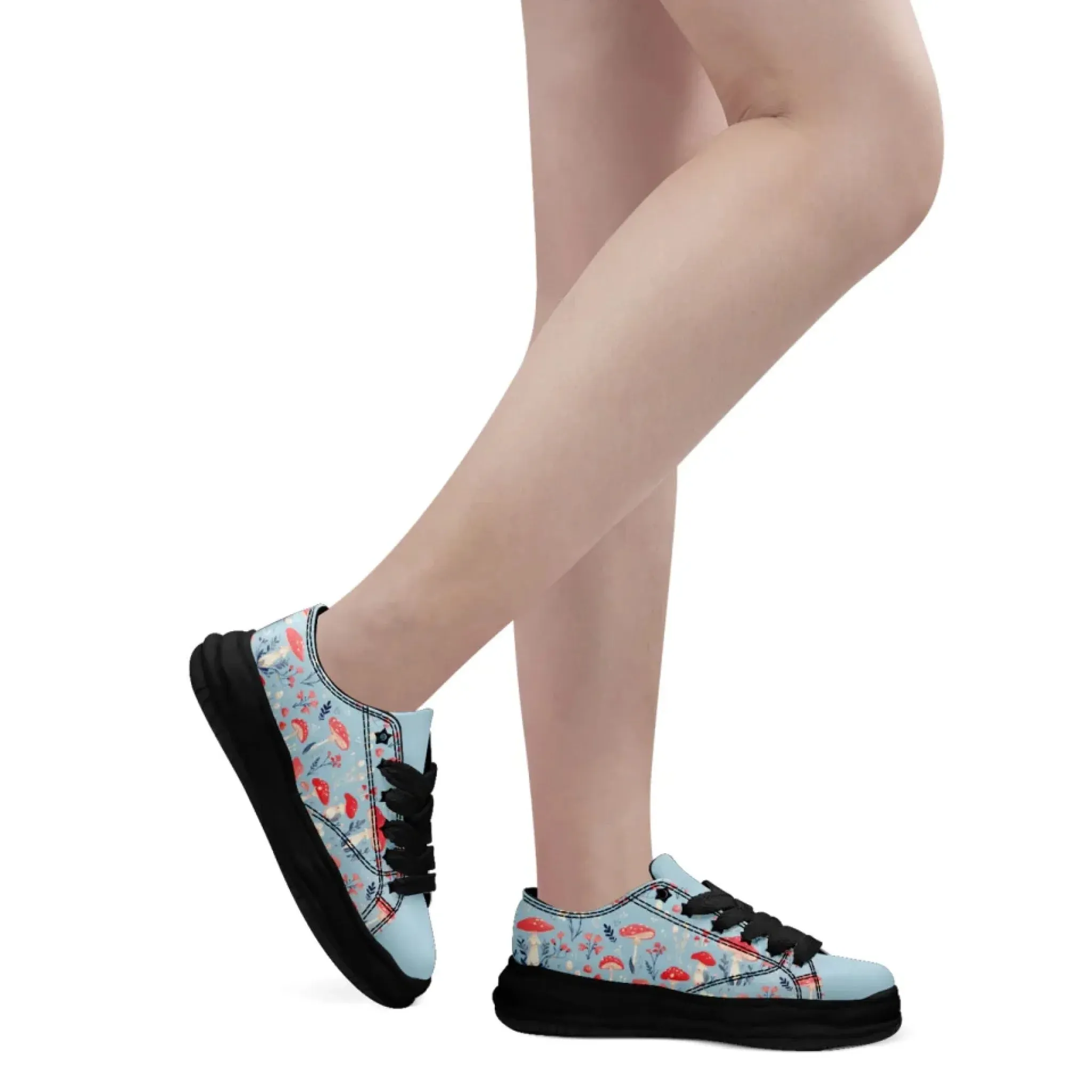 Personalized Enchanted Mushroom Sneakers ， Custom Fantasy Fungi Shoes, Unique Unisex Footwear