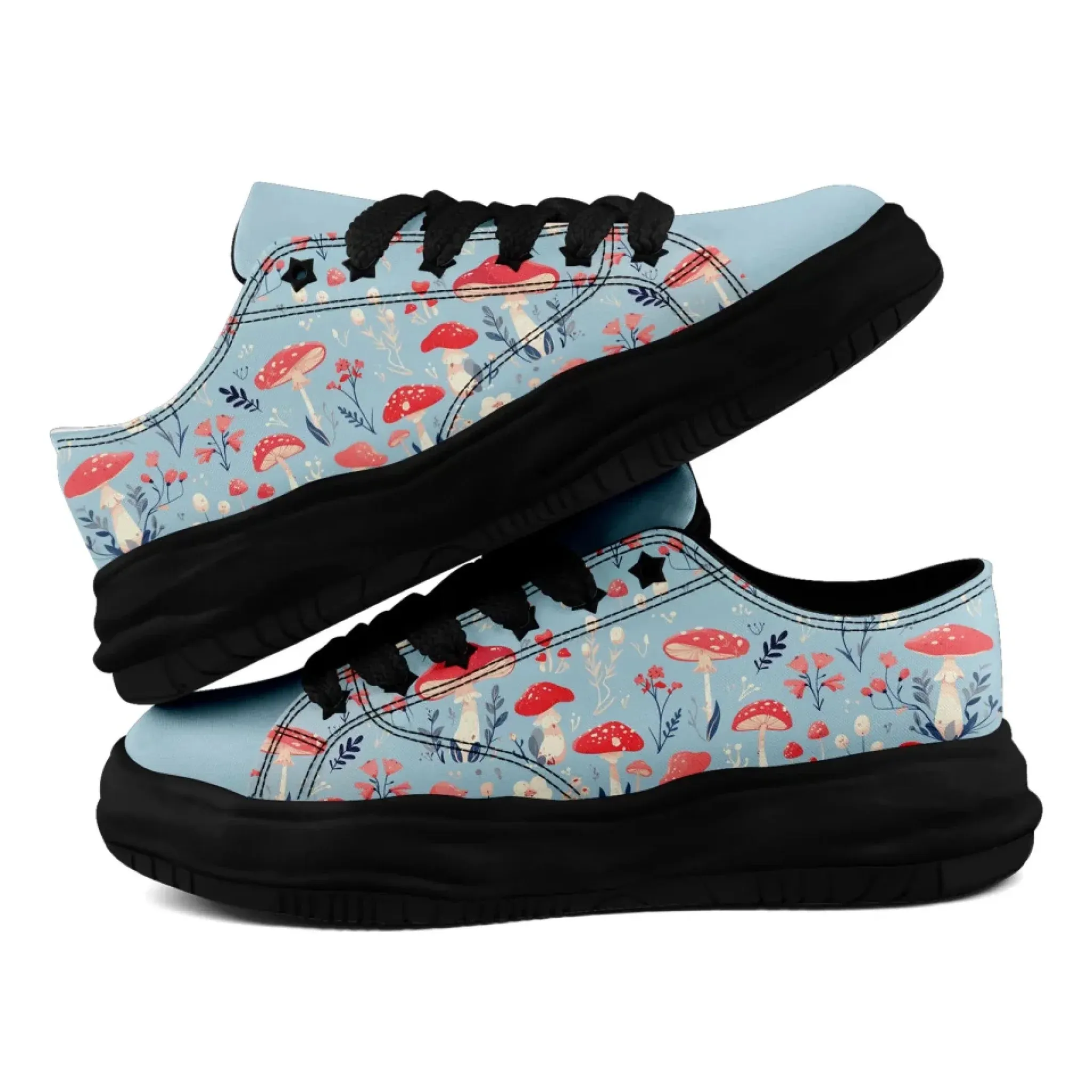 Personalized Enchanted Mushroom Sneakers ， Custom Fantasy Fungi Shoes, Unique Unisex Footwear
