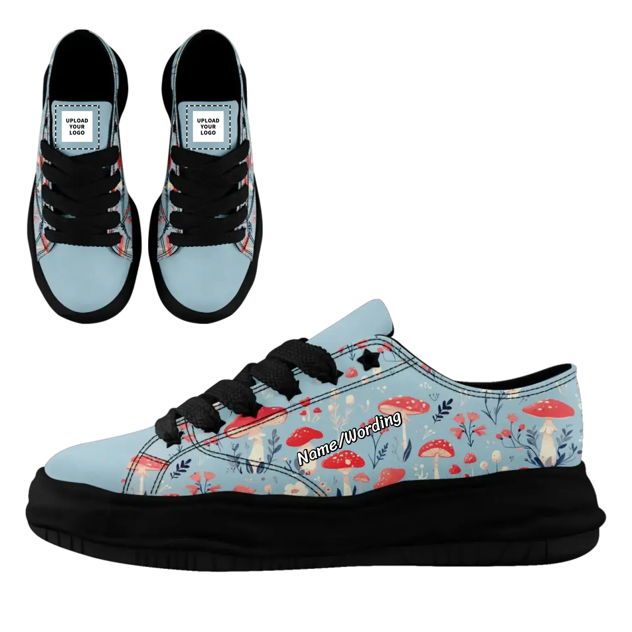Personalized Enchanted Mushroom Sneakers ， Custom Fantasy Fungi Shoes, Unique Unisex Footwear