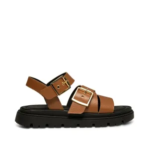 Rebecca Buckle Leather Sandal (Cognac)