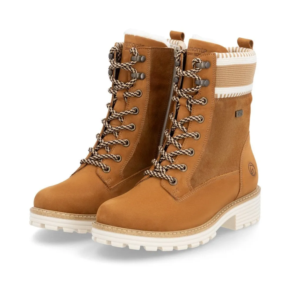 Remonte Womens Lambswool Lined Leather Boot- Brown