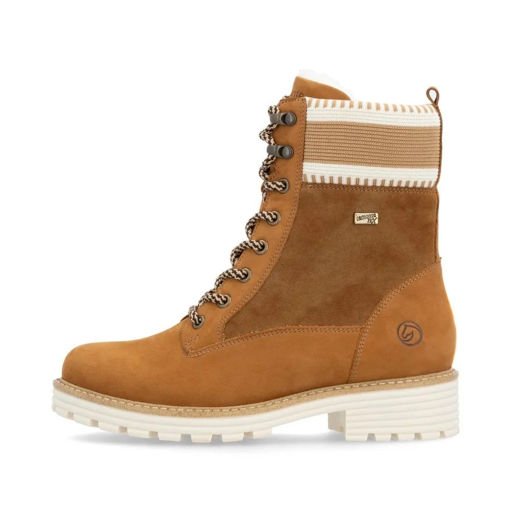 Remonte Womens Lambswool Lined Leather Boot- Brown