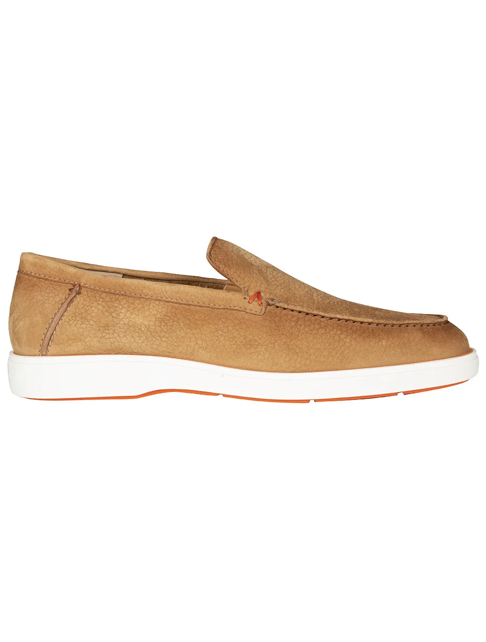 SANTONI Slip On Tumbled Shoe Brown