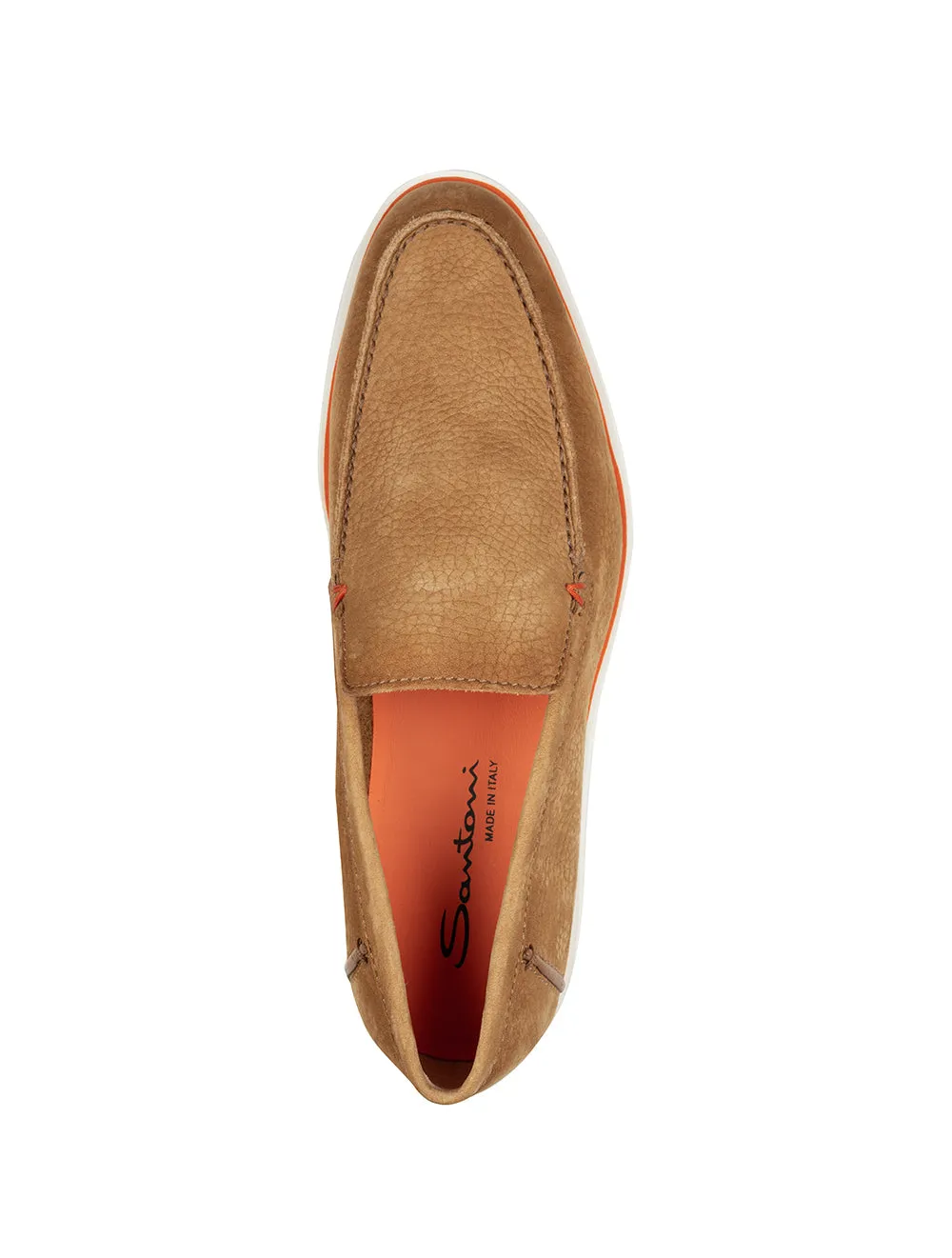 SANTONI Slip On Tumbled Shoe Brown