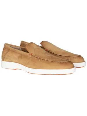 SANTONI Slip On Tumbled Shoe Brown