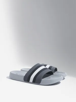 SOLEPLAY Grey Striped Design Pool Slides