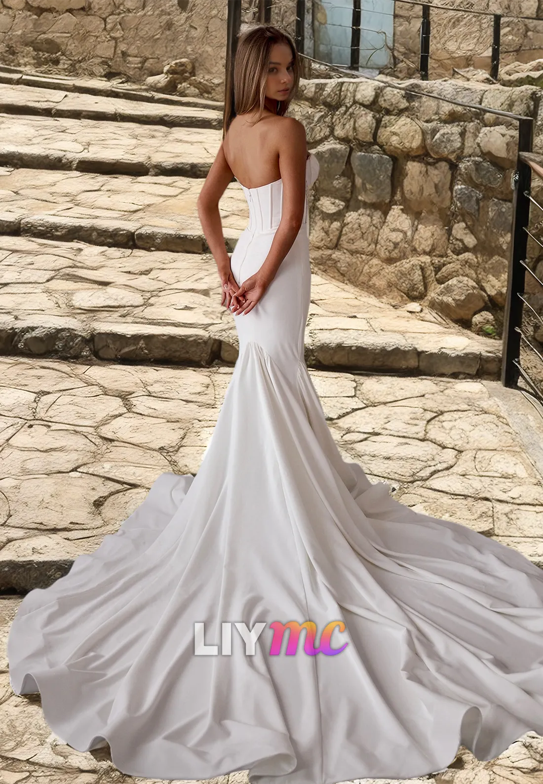 Sweetheart Sleeveless Sleek Appliques Mermaid Wedding Dress