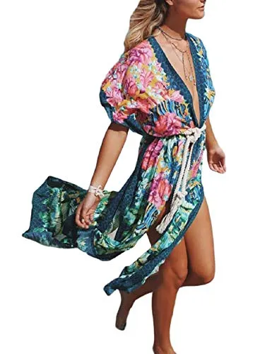 White Mesh Floral Bathing Suit Cover Up