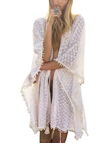 White Mesh Floral Bathing Suit Cover Up