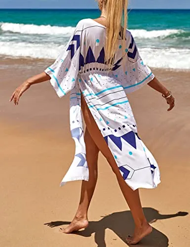White Mesh Floral Bathing Suit Cover Up