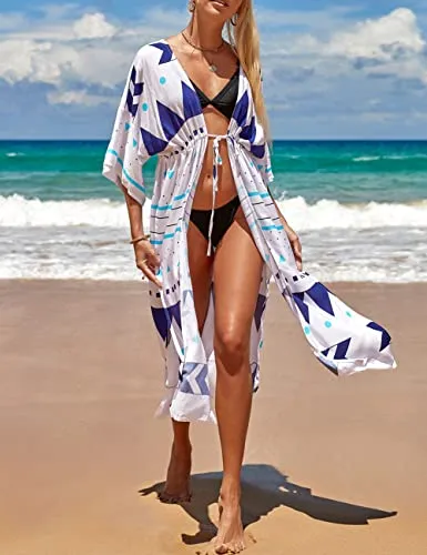 White Mesh Floral Bathing Suit Cover Up