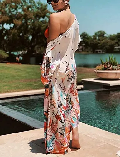 White Mesh Floral Bathing Suit Cover Up