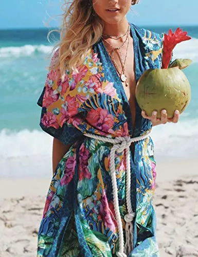 White Mesh Floral Bathing Suit Cover Up