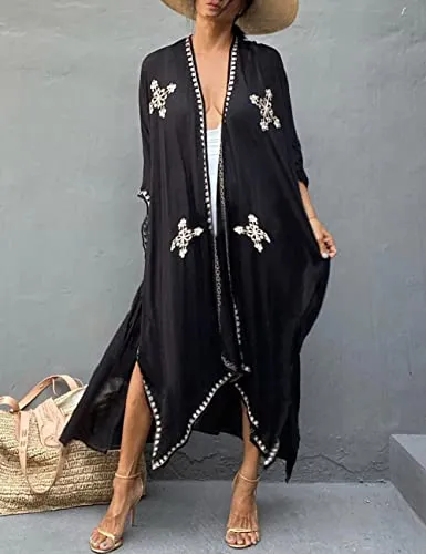 White Mesh Floral Bathing Suit Cover Up