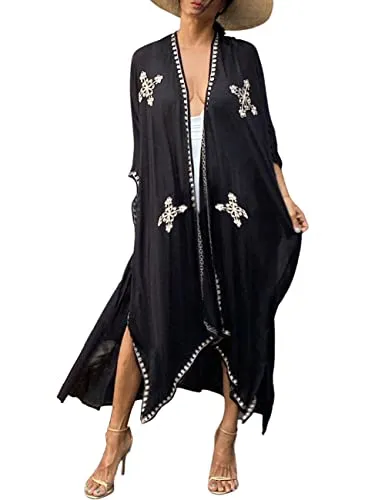 White Mesh Floral Bathing Suit Cover Up