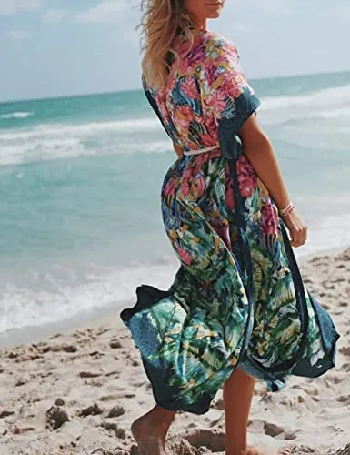 White Mesh Floral Bathing Suit Cover Up
