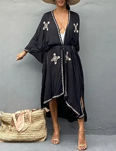 White Mesh Floral Bathing Suit Cover Up