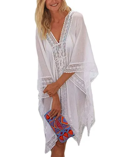 White Mesh Floral Bathing Suit Cover Up