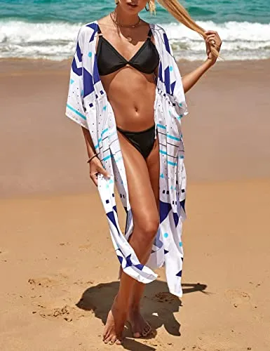White Mesh Floral Bathing Suit Cover Up