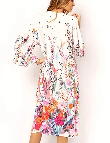 White Mesh Floral Bathing Suit Cover Up