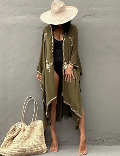 White Mesh Floral Bathing Suit Cover Up